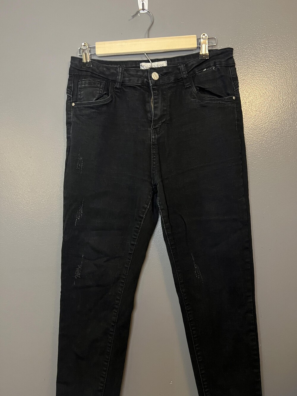 Kalowa Jeans Jeans Womens 9/10 Black Stretch Skinny Distressed Style KAL-07